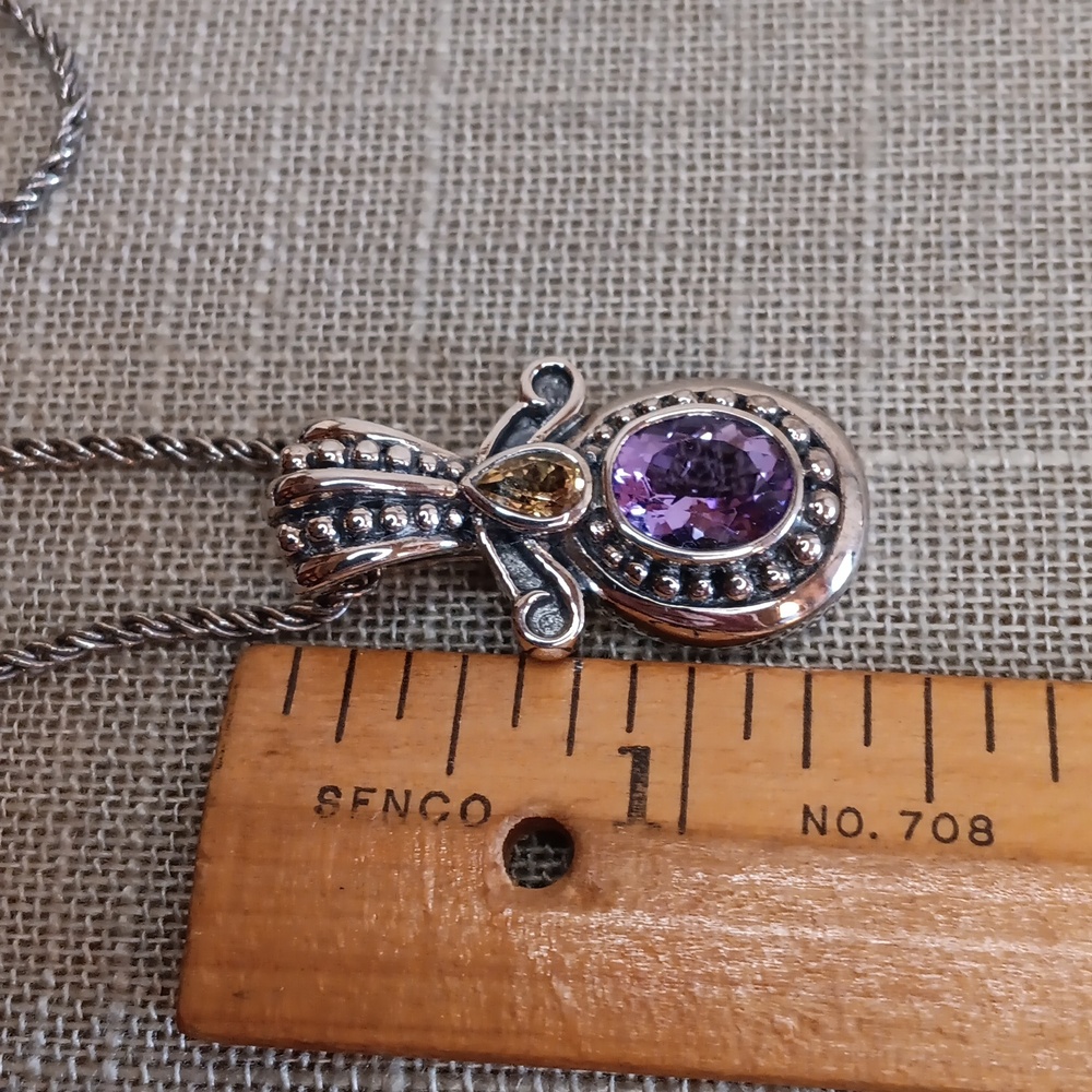 OC Tanner Sterling Silver Amethyst Pendant Necklace Pierced Earrings Set - Picture 11 of 15